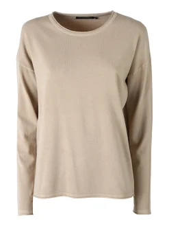 Baci & Abbracci Pullover girocollo da donna in maglia tinta unita - beige