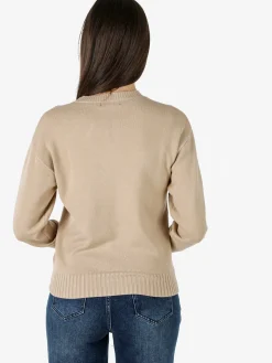 Baci & Abbracci Pullover girocollo da donna in maglia tinta unita - beige