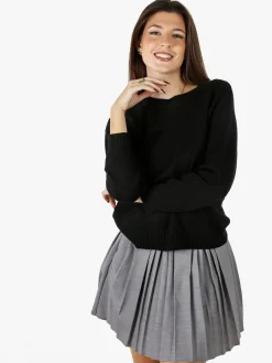 Baci & Abbracci Pullover girocollo da donna in maglia tinta unita - nero