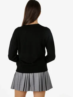 Baci & Abbracci Pullover girocollo da donna in maglia tinta unita - nero