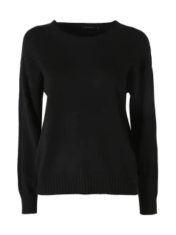 Baci & Abbracci Pullover girocollo da donna in maglia tinta unita - nero