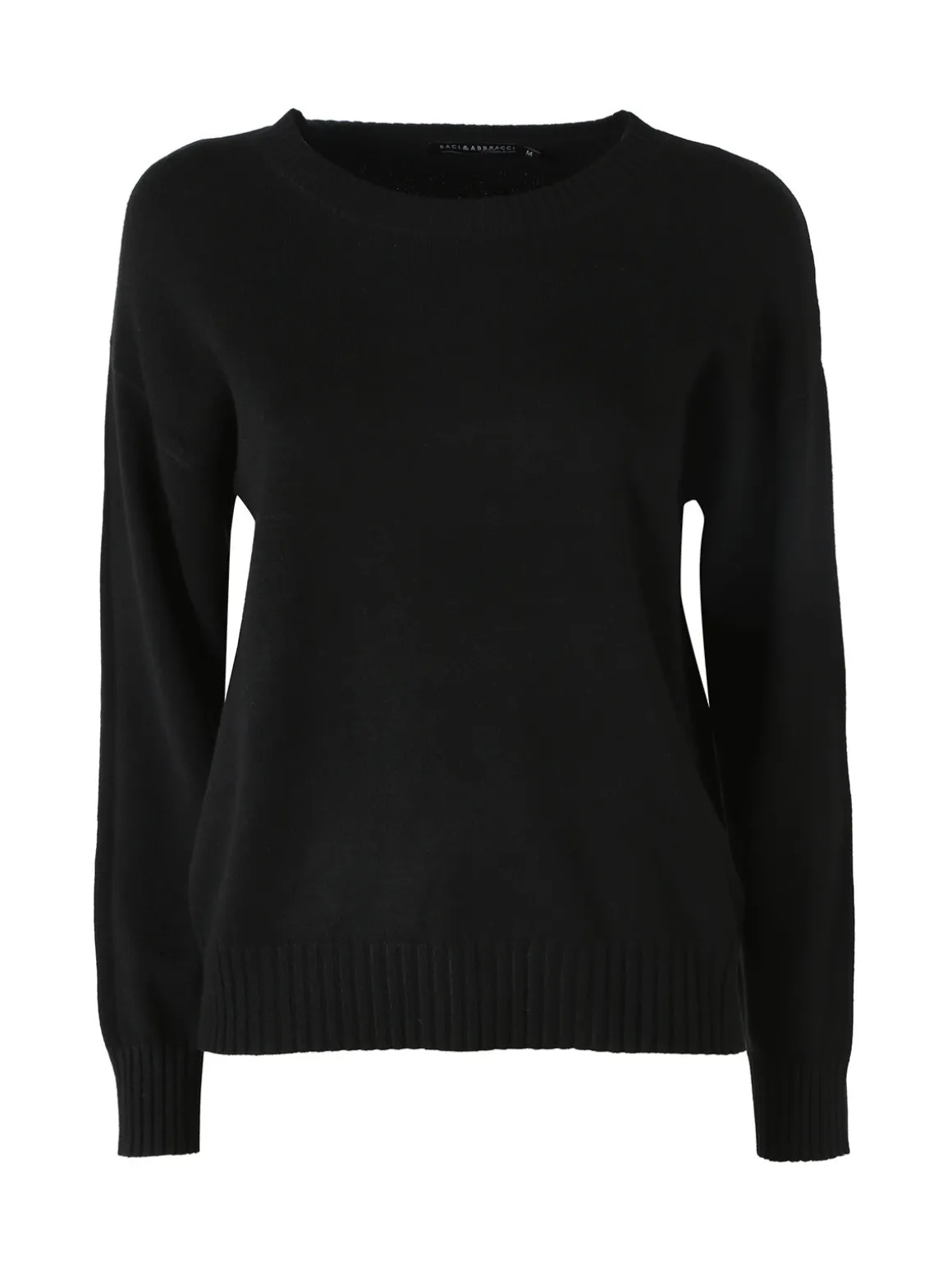 Baci & Abbracci Pullover girocollo da donna in maglia tinta unita - nero