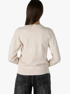 Baci & Abbracci Pullover girocollo da donna in maglia tinta unita - naturale