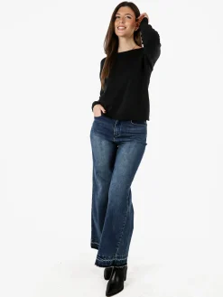 Baci & Abbracci Pullover girocollo da donna in maglia tinta unita - nero