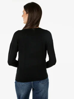 Baci & Abbracci Pullover girocollo da donna in maglia tinta unita - nero