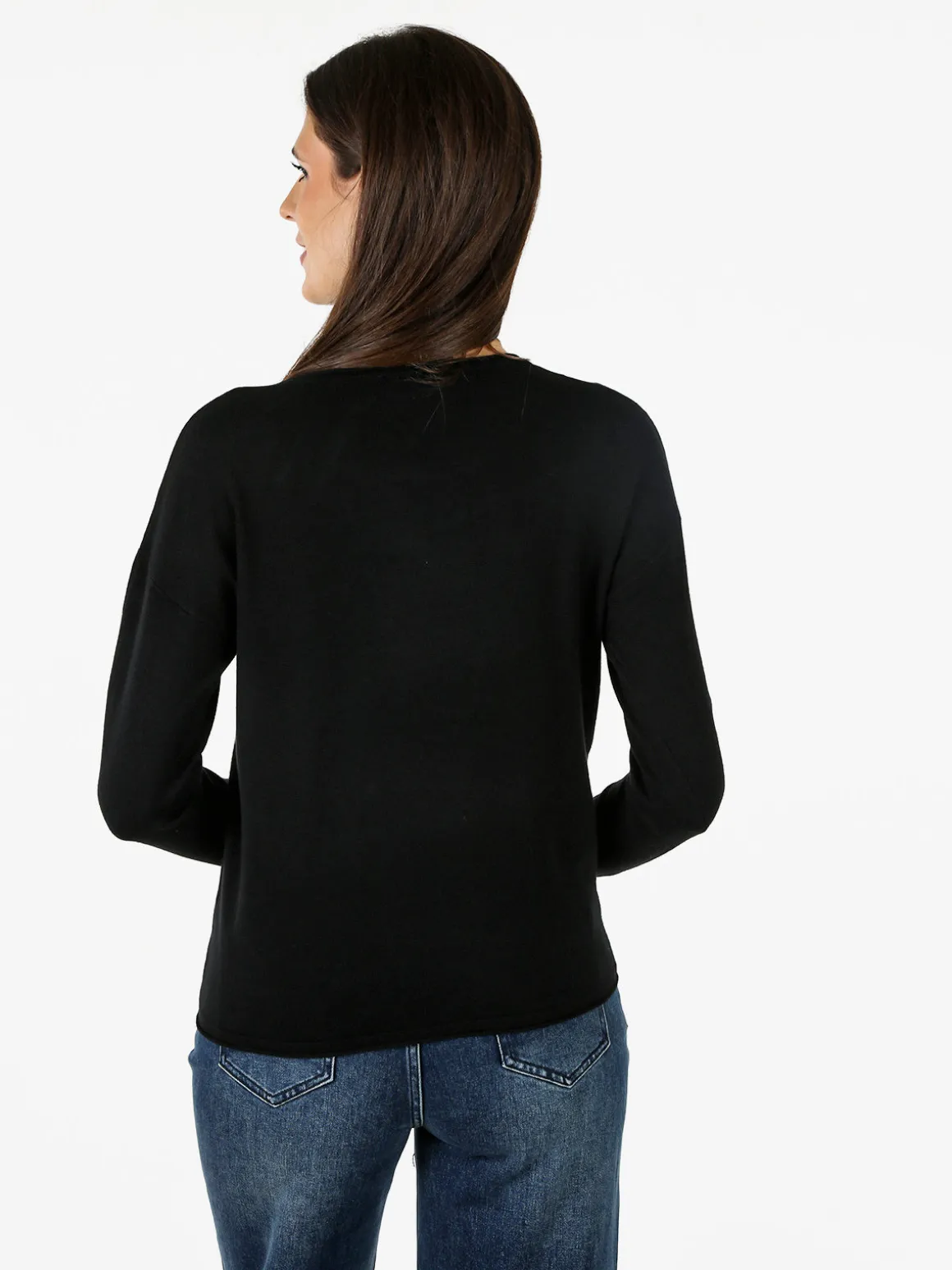 Baci & Abbracci Pullover girocollo da donna in maglia tinta unita - nero