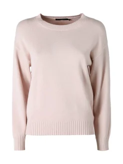 Baci & Abbracci Pullover girocollo da donna in maglia tinta unita - rosa