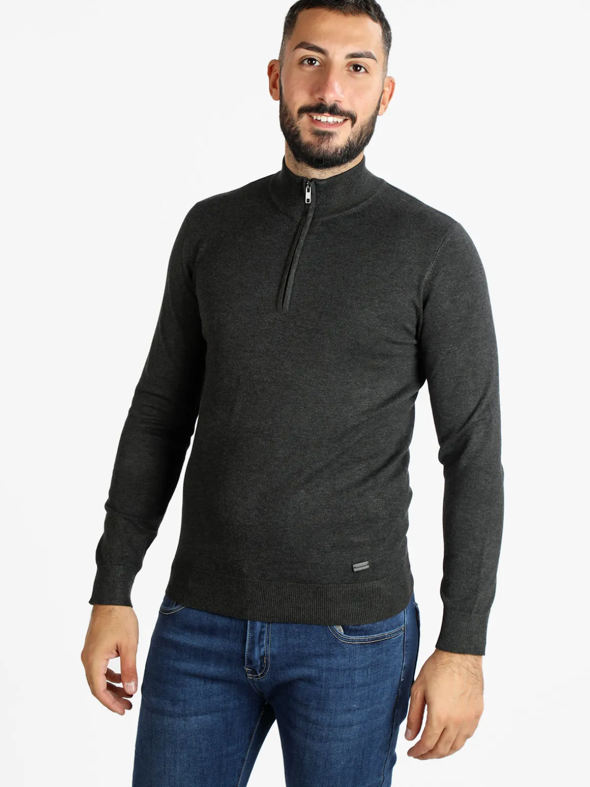 Baci & Abbracci Pullover uomo in maglia mezza zip