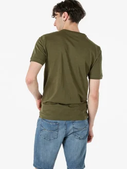 Baci & Abbracci T-shirt da uomo in cotone con bottoncini - militare
