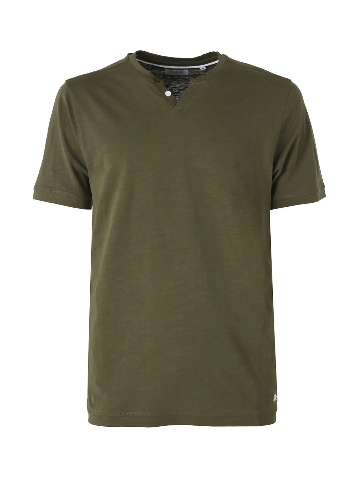 Baci & Abbracci T-shirt da uomo in cotone con bottoncini - militare