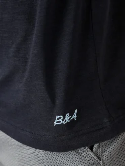 Baci & Abbracci T-shirt da uomo in cotone con bottoncini - blu scuro