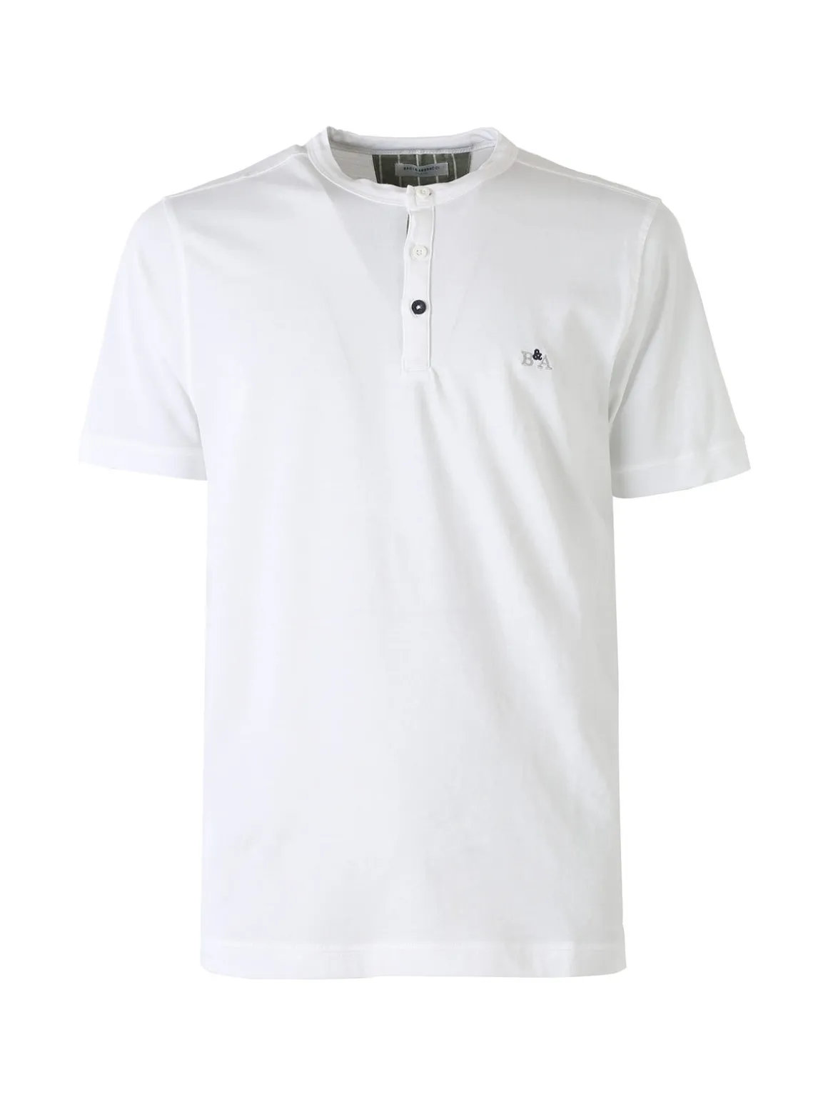 Baci & Abbracci T-shirt da uomo in cotone con bottoncini sullo scollo - bianco