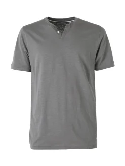 Baci & Abbracci T-shirt da uomo in cotone con bottoncini - antracite