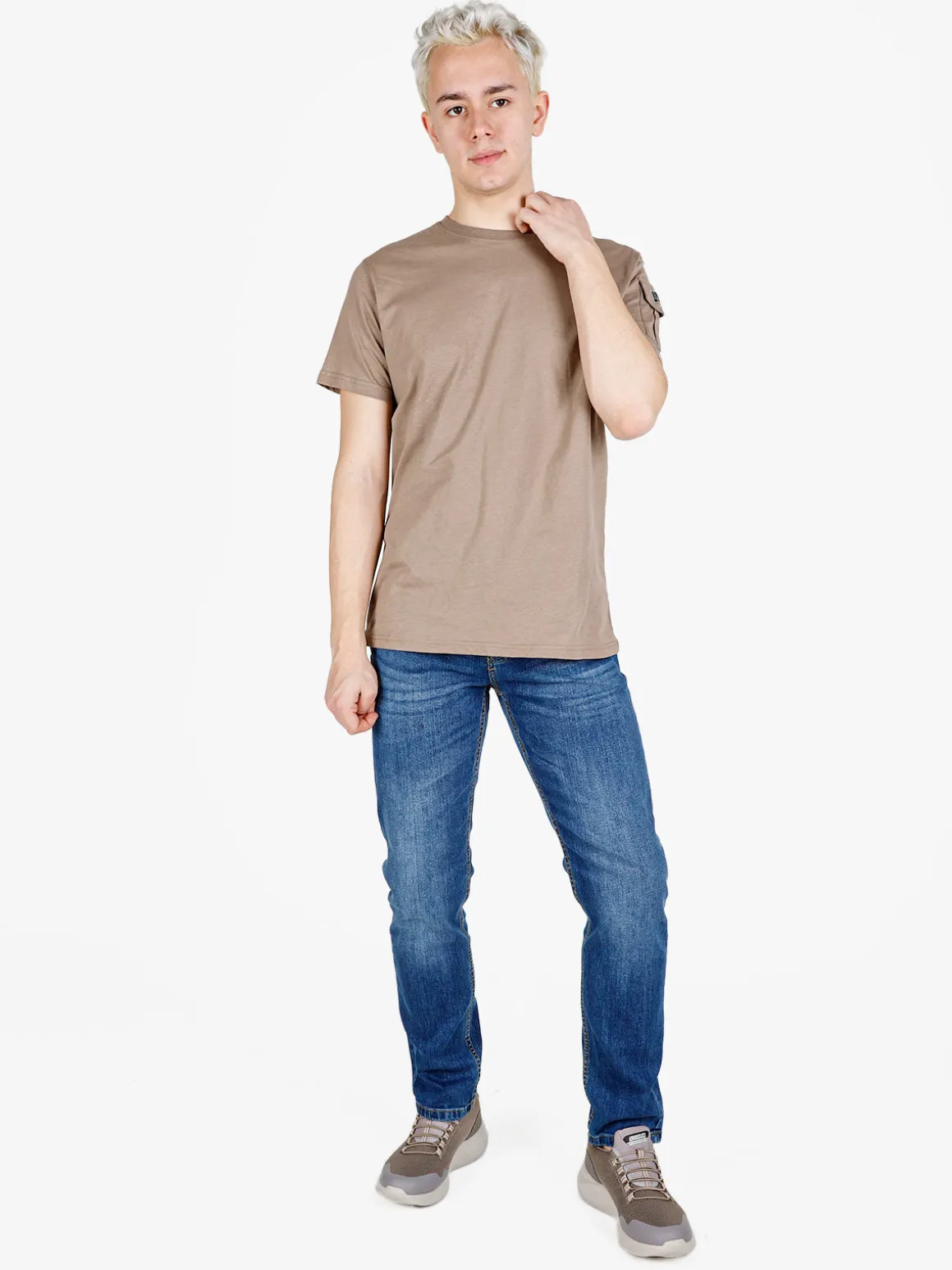 Baci & Abbracci T-shirt da uomo in cotone con taschino sulla manica