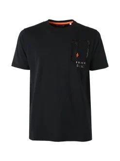 Baci & Abbracci T-shirt girocollo da uomo in cotone con taschino e zip - nero