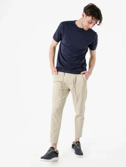 Baci & Abbracci T-shirt girocollo in cotone da uomo con taschino - blu scuro
