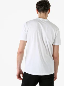 Baci & Abbracci T-shirt girocollo da uomo in cotone con taschino e zip - bianco