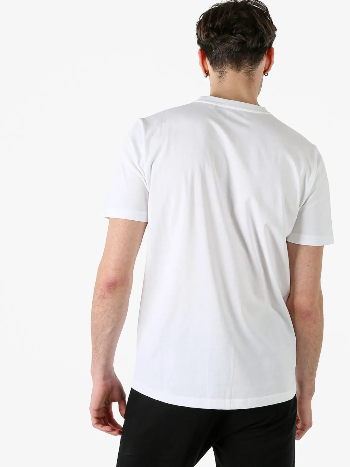 Baci & Abbracci T-shirt girocollo da uomo in cotone con taschino e zip - bianco