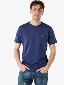 Baci & Abbracci T-shirt girocollo in cotone da uomo con logo - blu