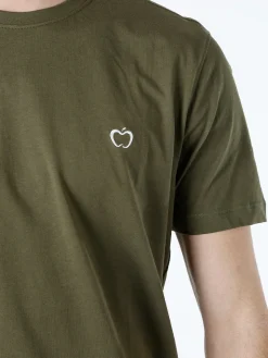 Baci & Abbracci T-shirt girocollo in cotone da uomo con logo - militare