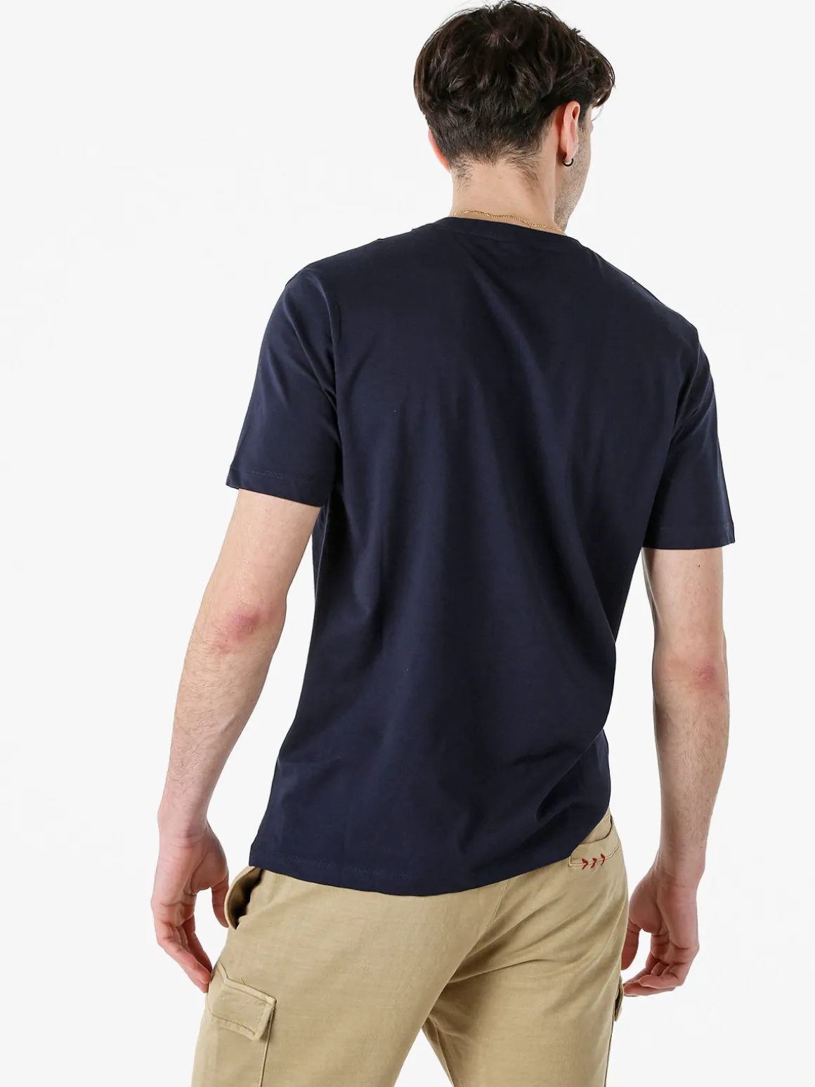 Baci & Abbracci T-shirt girocollo in cotone da uomo con logo - blu scuro