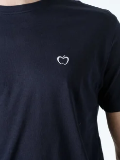 Baci & Abbracci T-shirt girocollo in cotone da uomo con logo - blu scuro