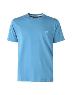 Baci & Abbracci T-shirt girocollo in cotone da uomo con logo - azzurro