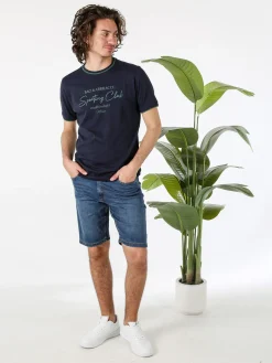 Baci & Abbracci T-shirt in cotone da uomo con stampa - blu scuro