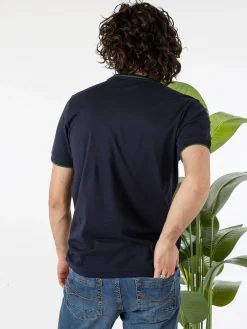 Baci & Abbracci T-shirt in cotone da uomo con stampa - blu scuro