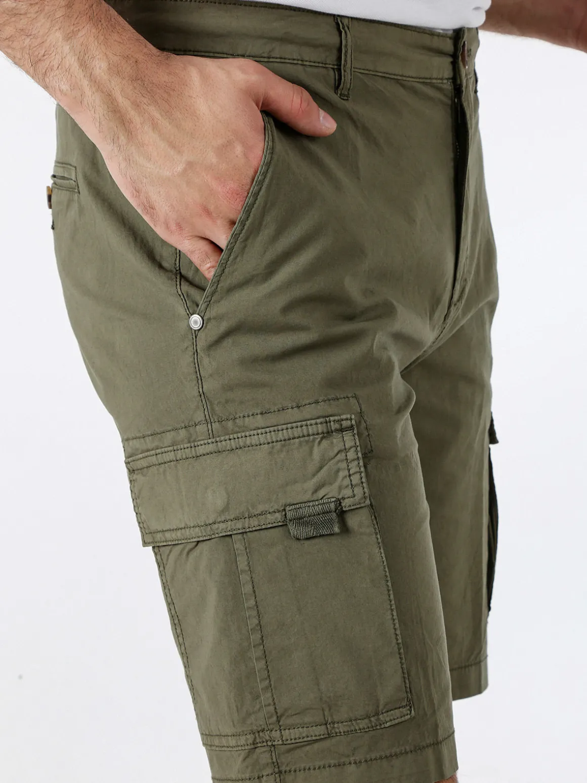Bad Boys Bermuda da uomo in cotone con tasconi laterali - militare