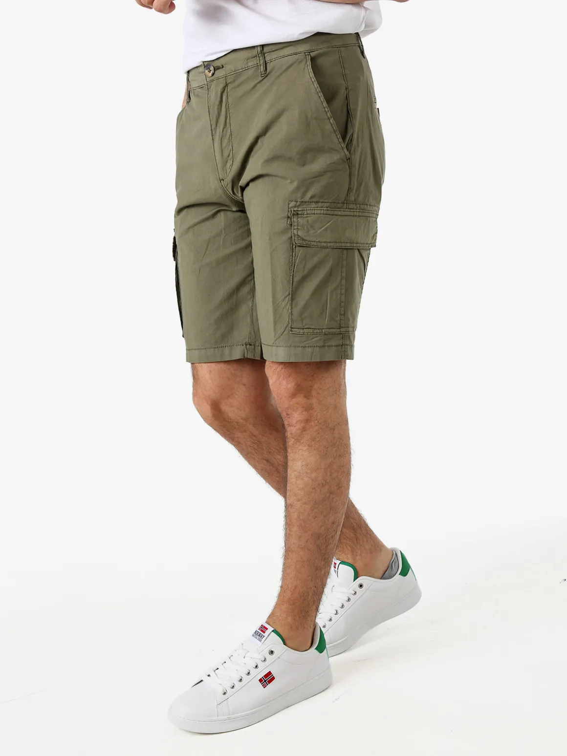 Bad Boys Bermuda da uomo in cotone con tasconi laterali - militare
