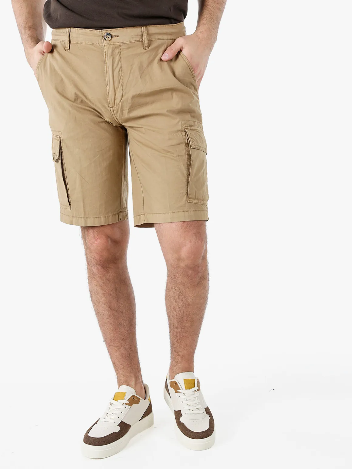 Bad Boys Bermuda da uomo in cotone con tasconi laterali - khaki