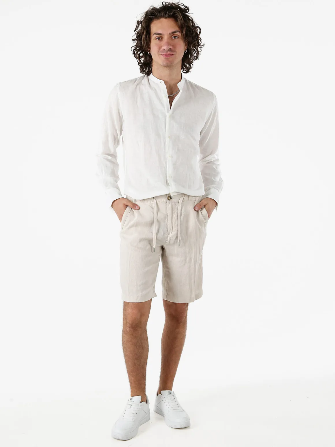 Bad Boys Bermuda in lino da uomo - beige