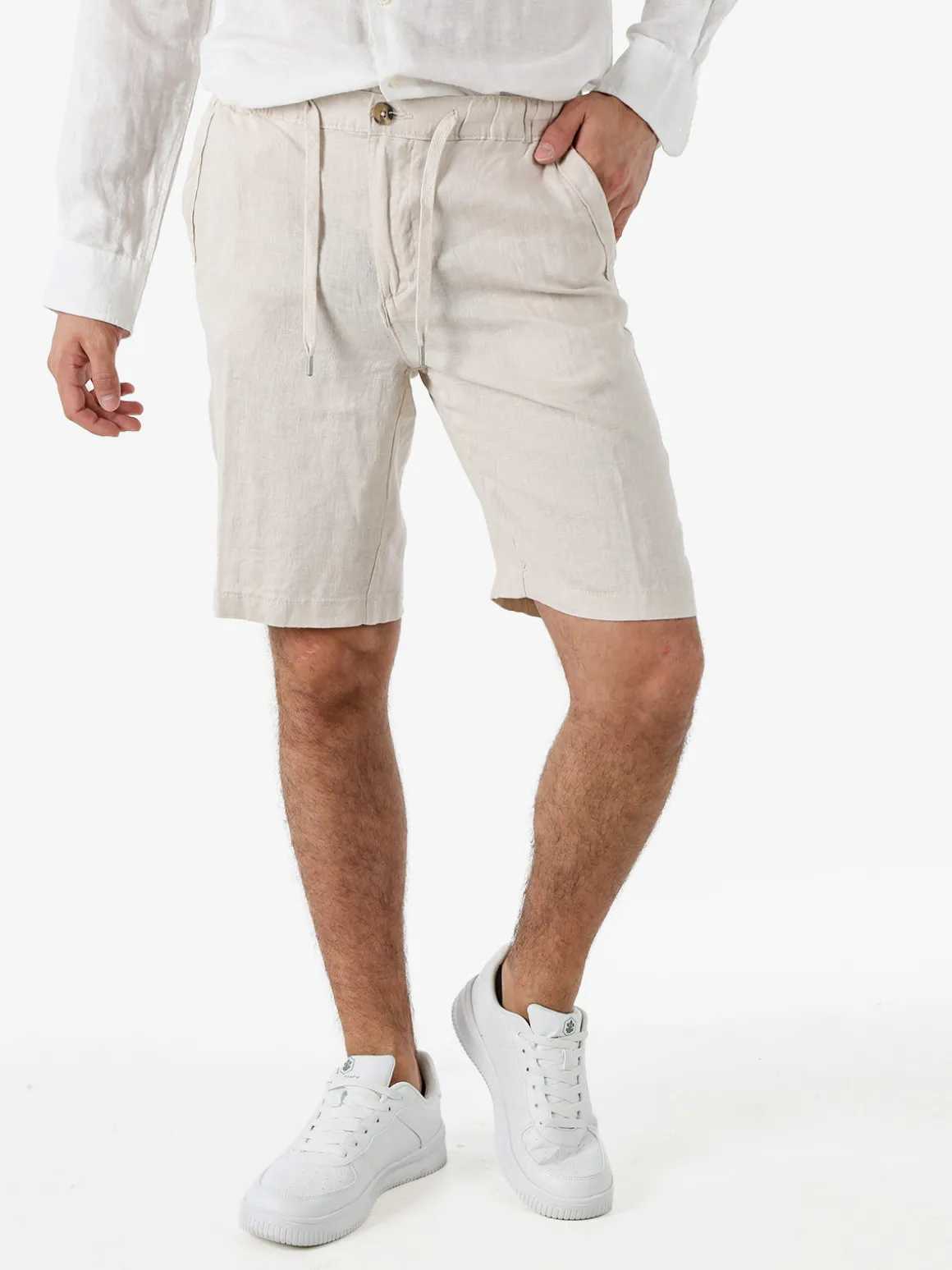 Bad Boys Bermuda in lino da uomo - beige
