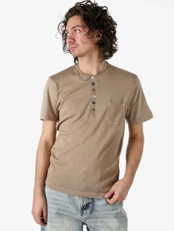 Bad Boys Maglia da uomo in cotone a maniche corte con taschino - sabbia