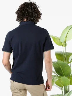 Bad Boys Polo da uomo in cotone a maniche corte con taschino a filetto - blu scuro