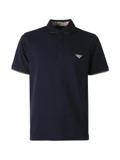 Bad Boys Polo da uomo in cotone a maniche corte con taschino a filetto - blu scuro