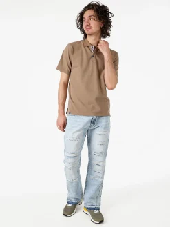 Bad Boys Polo in cotone da uomo a maniche corte - taupe
