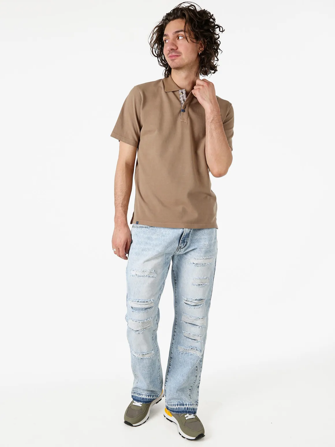 Bad Boys Polo in cotone da uomo a maniche corte - taupe