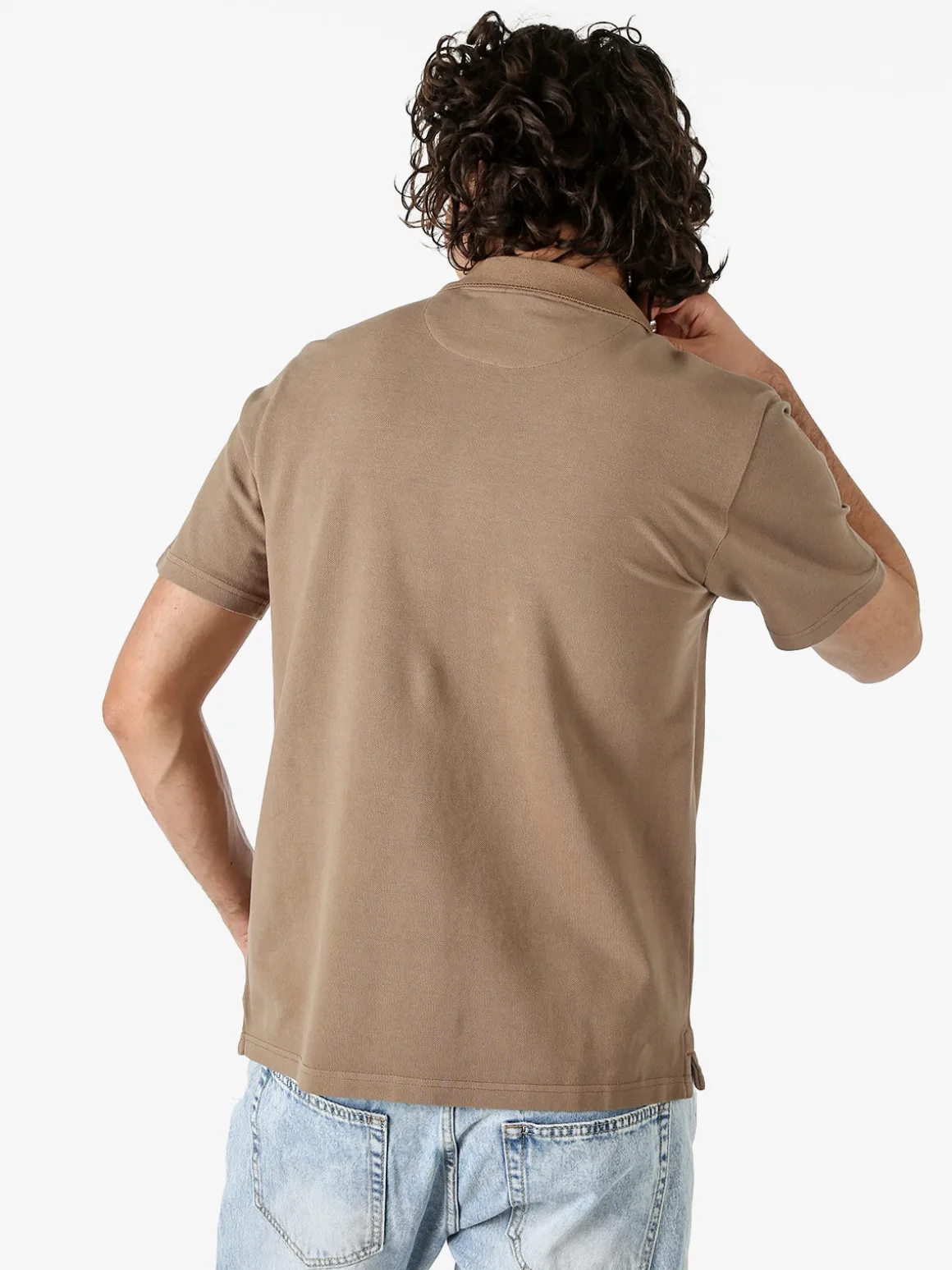 Bad Boys Polo in cotone da uomo a maniche corte - taupe