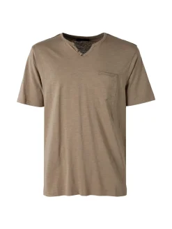 Bad Boys T-shirt da uomo in cotone con scollo V e taschino - taupe
