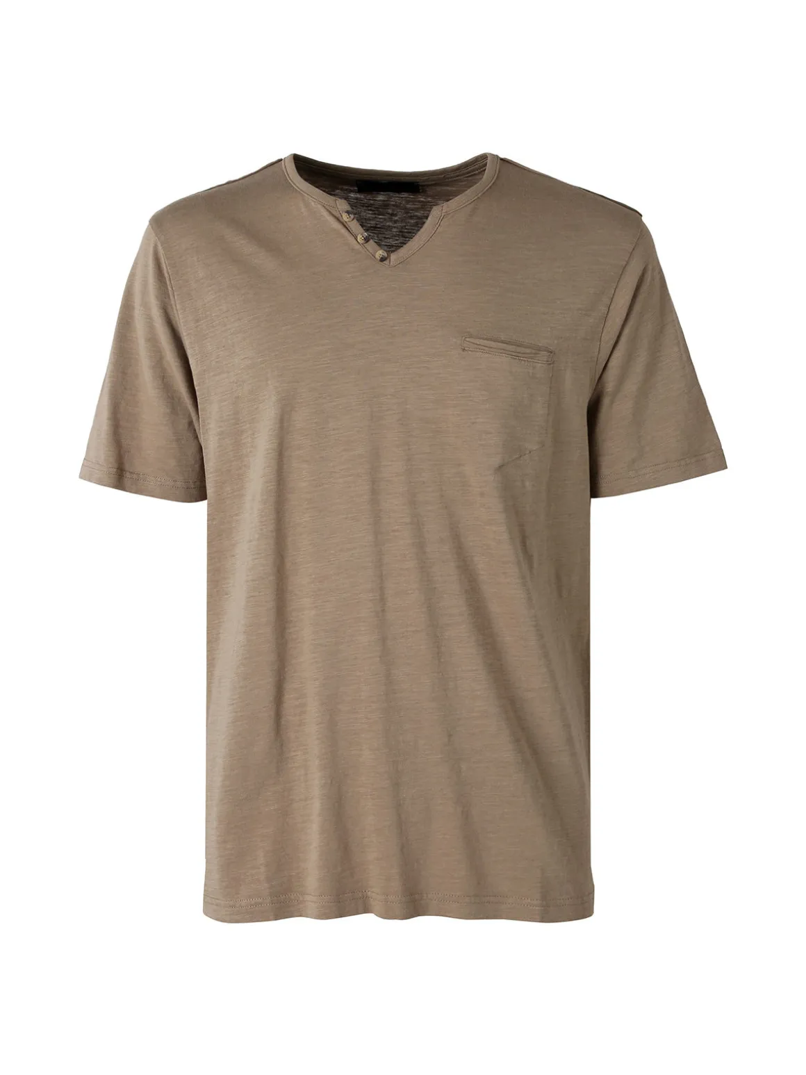 Bad Boys T-shirt da uomo in cotone con scollo V e taschino - taupe