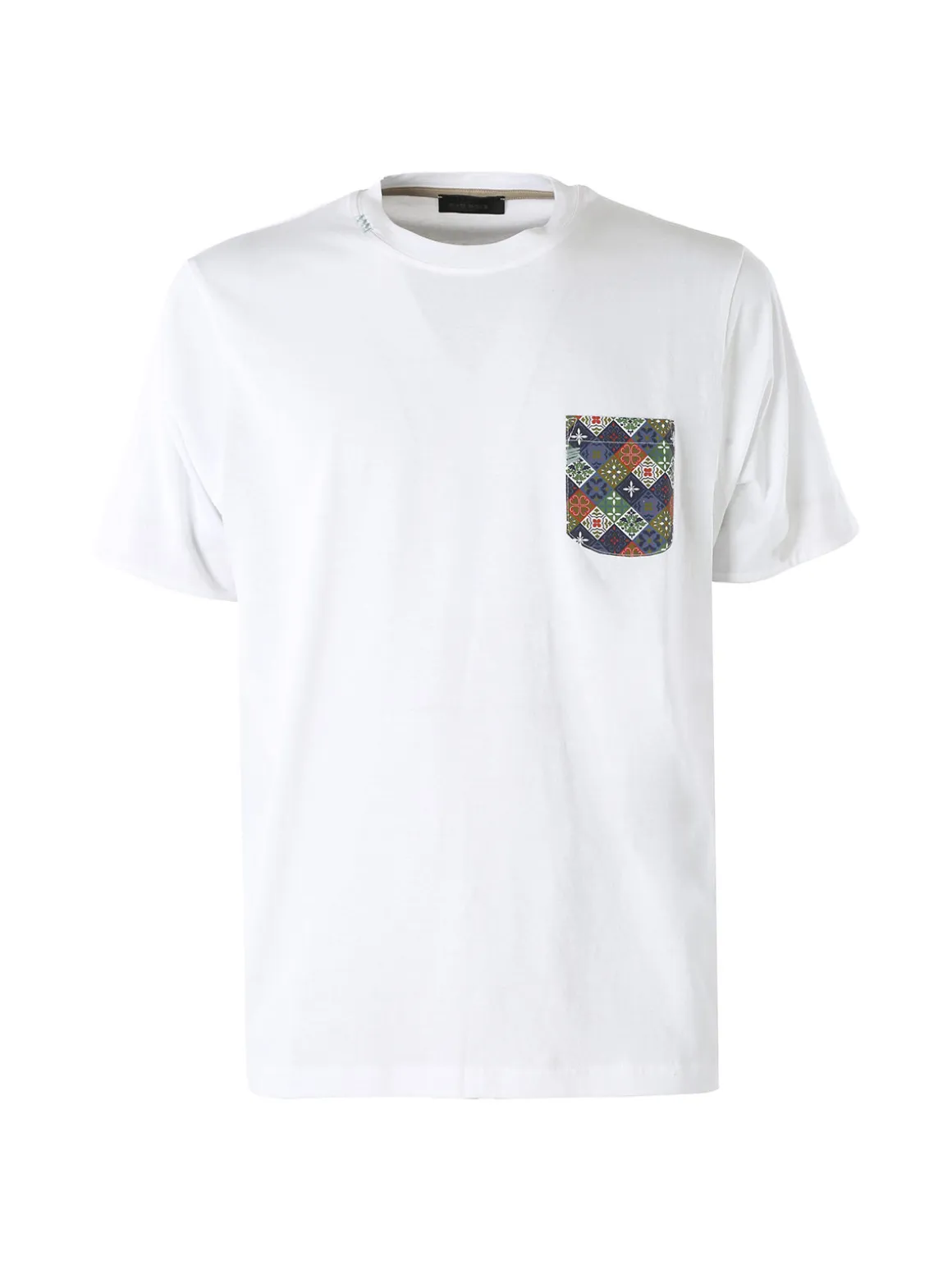 Bad Boys T-shirt girocollo da uomo in cotone con taschino decorato - bianco