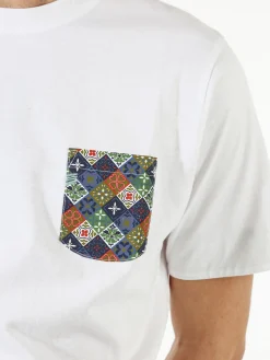 Bad Boys T-shirt girocollo da uomo in cotone con taschino decorato - bianco