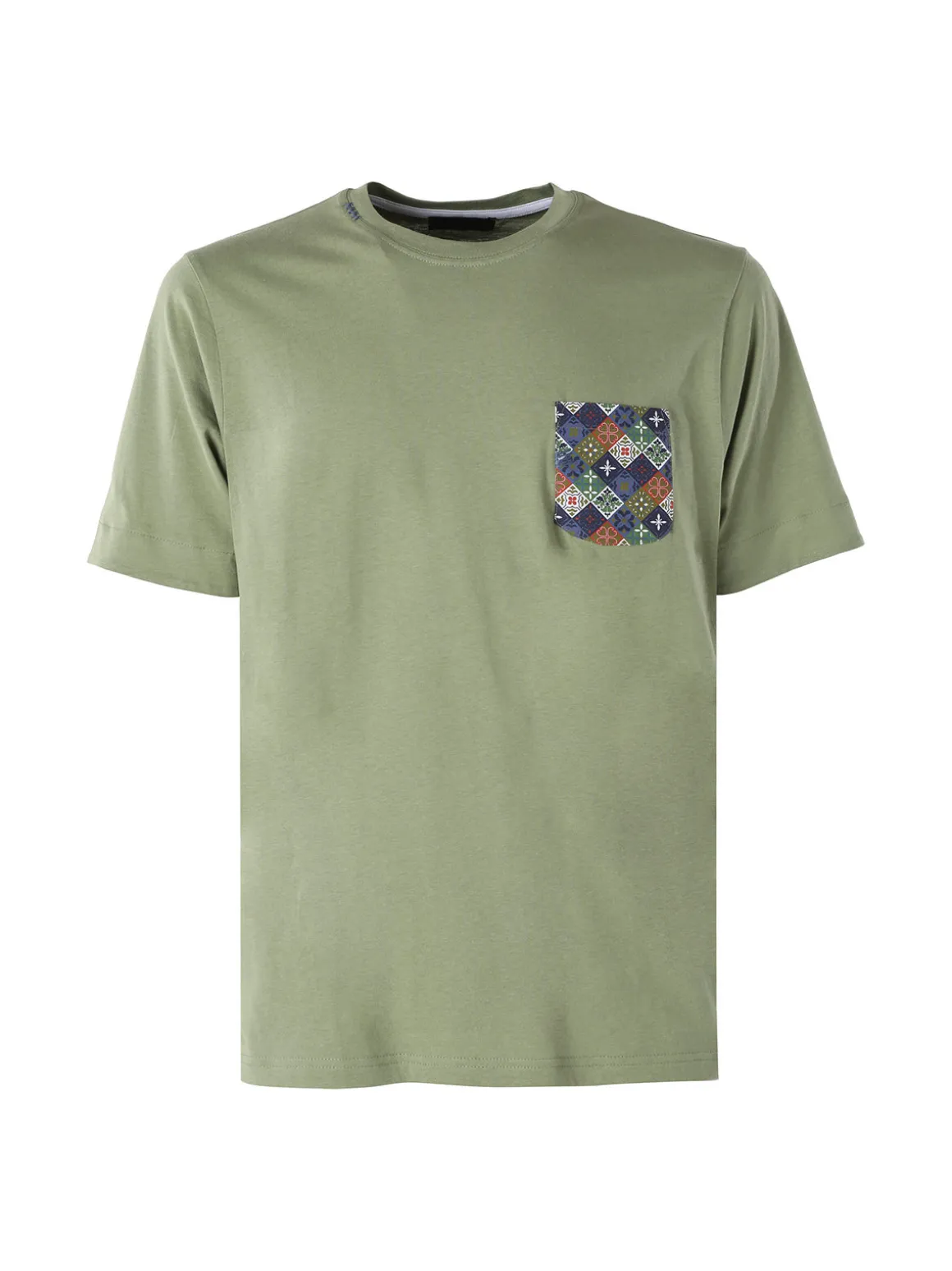 Bad Boys T-shirt girocollo da uomo in cotone con taschino decorato - militare