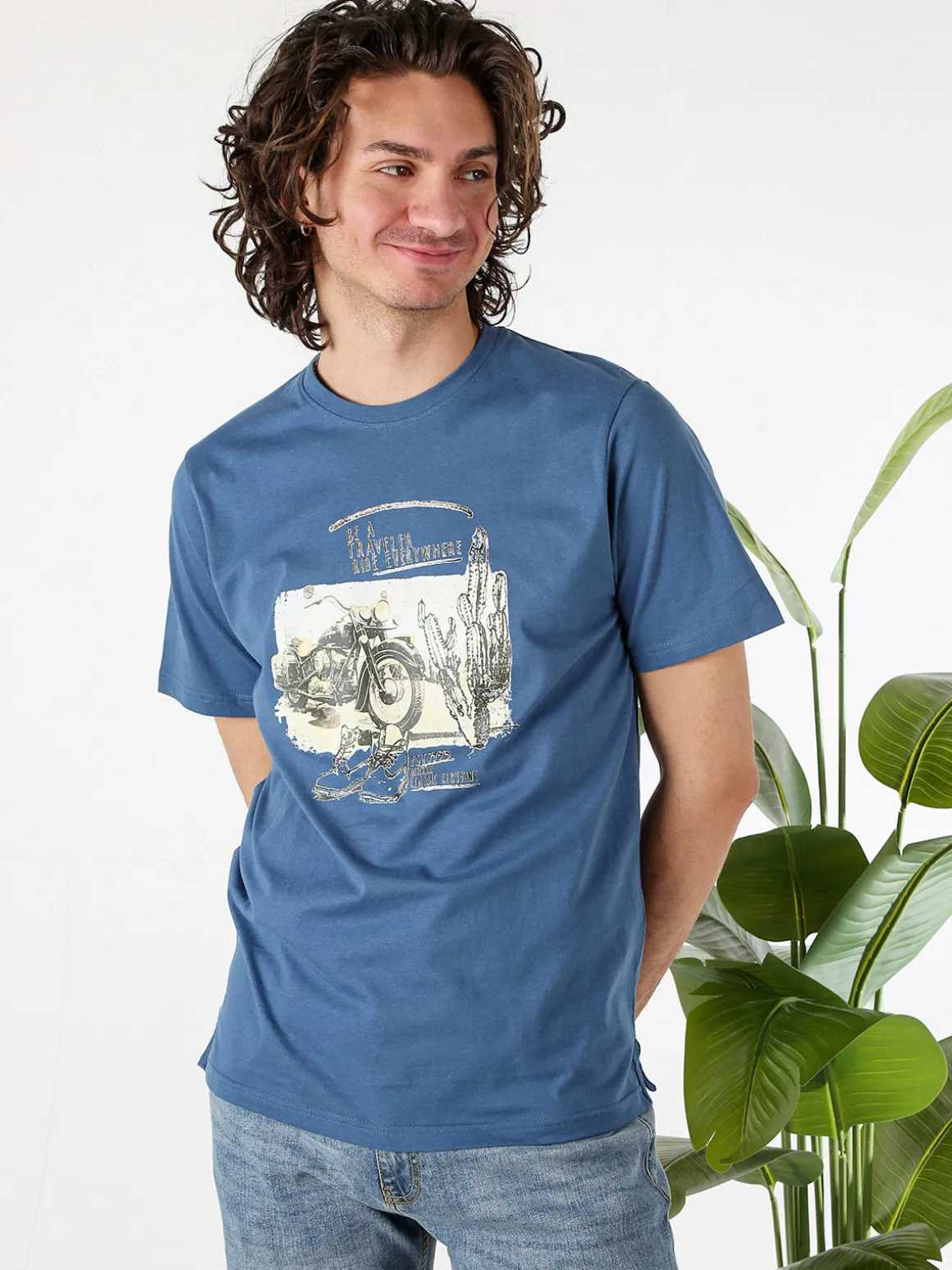 Bad Boys T-shirt in cotone da uomo con stampa - blu