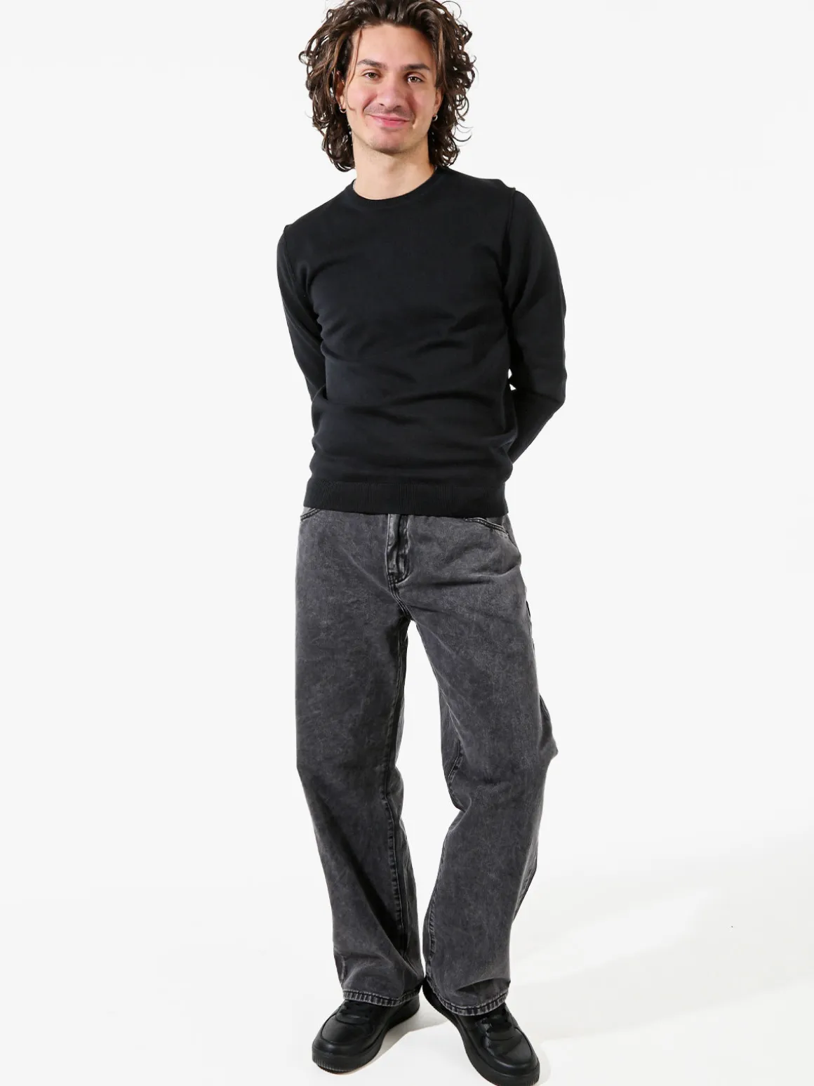 Baker'S Pullover girocollo da uomo in cotone - nero