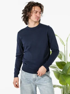 Baker'S Pullover girocollo da uomo in cotone - blu scuro