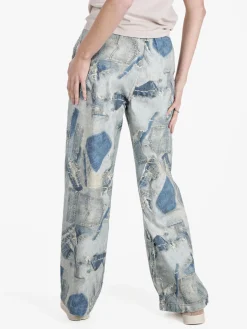 Baseventi Jeans donna a gamba larga con coulisse