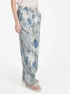 Baseventi Jeans donna a gamba larga con coulisse
